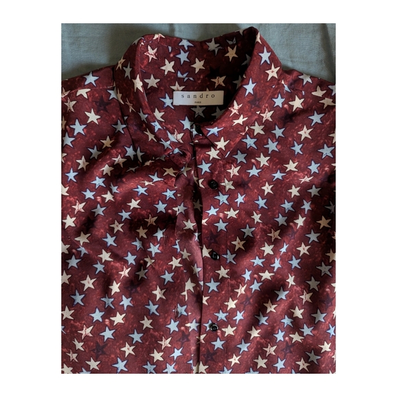 Sandro Paris Silk Star Print Blouse - Picture 1 of 6